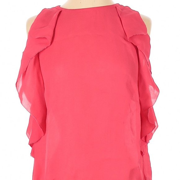 KATE SPADE Coral Pink Viscose Ruffle Accent Blouse - Picture 5 of 6